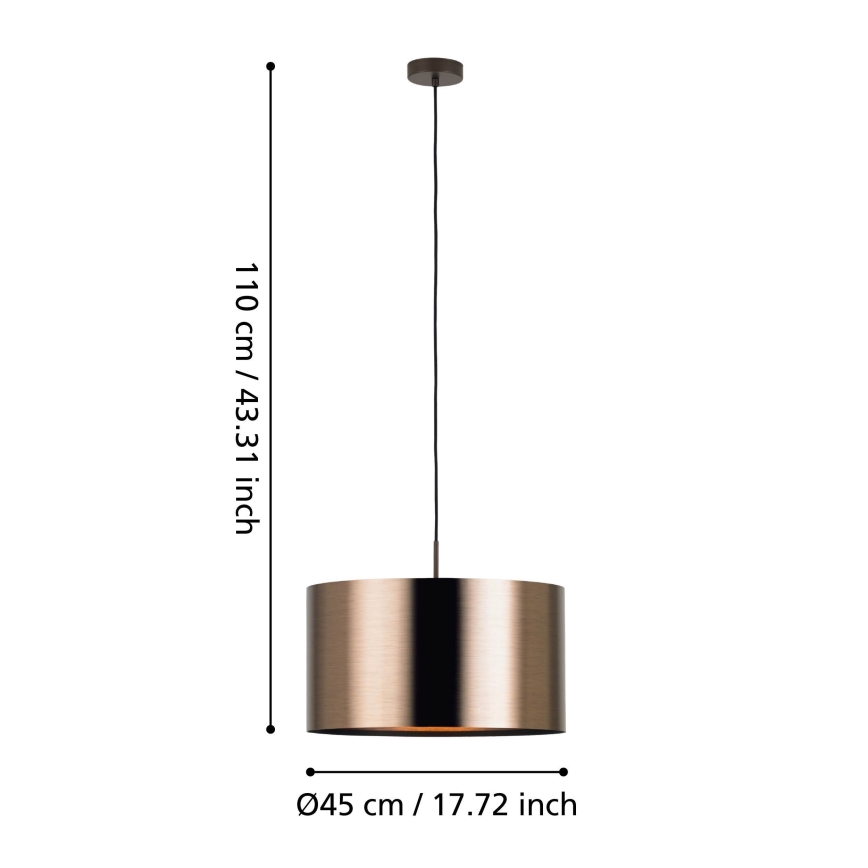 Eglo - Hanglamp aan een koord 1xE27/60W/230V koper