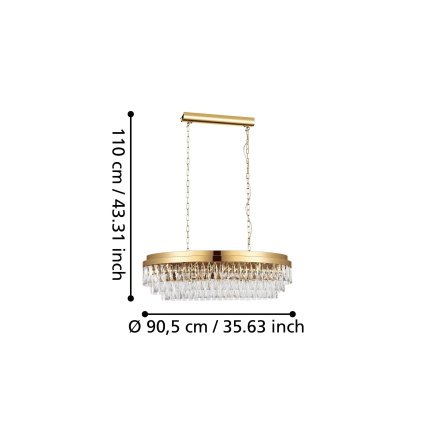 Eglo - Suspension sur chaîne 10xE14/40W/230V dorée