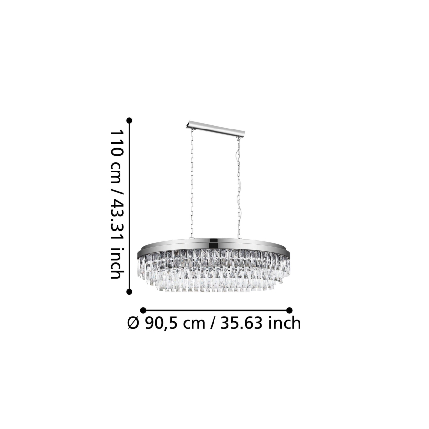 Eglo 39494 - Hanglamp aan een ketting VALPARAISO 10xE14/40W/230V glanzend chroom