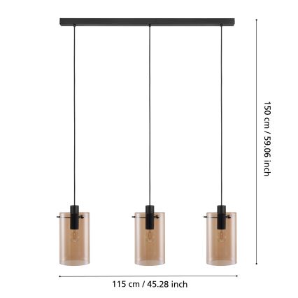 Eglo - Suspension filaire POLVERARA 3xE27/40W/230V