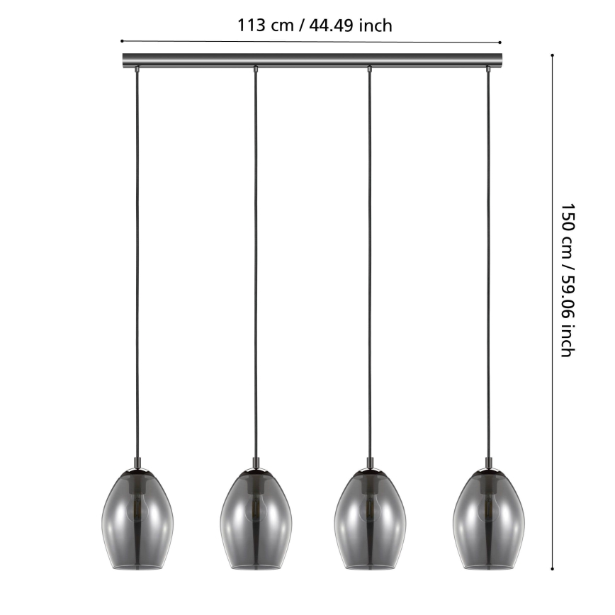 Eglo - Hanglamp aan een koord 4xE27/60W/230V gerookt