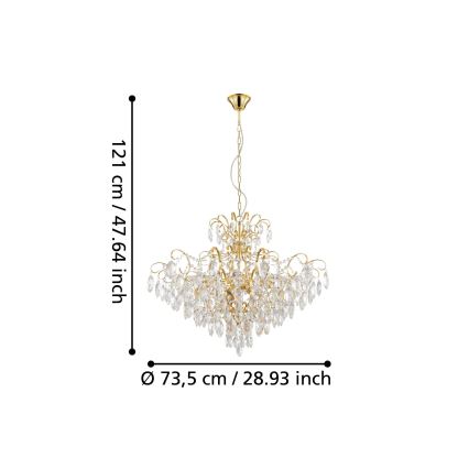 Eglo - Hanglamp aan een ketting 9xE14/25W/230V goud