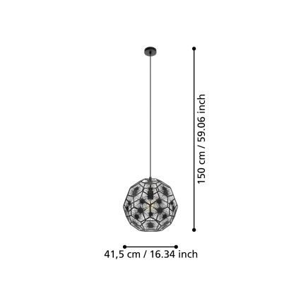 Eglo - Suspension filaire 1xE27/60W/230V d. 41 cm noir