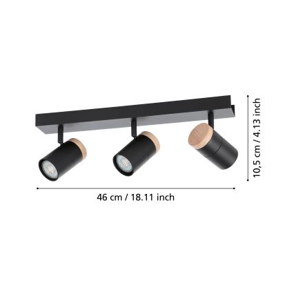 Eglo - Spot LED 3xGU10/4,5W/230V 3000K noir/marron