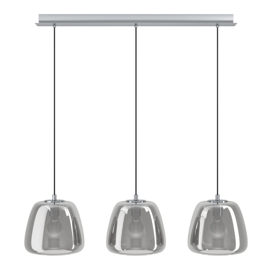 Eglo - Suspension filaire 3xE27/40W/230V fumé