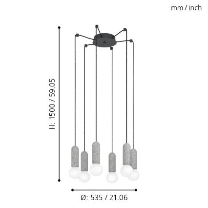 Eglo - Hanglamp aan een koord 6xE27/40W/230V spin