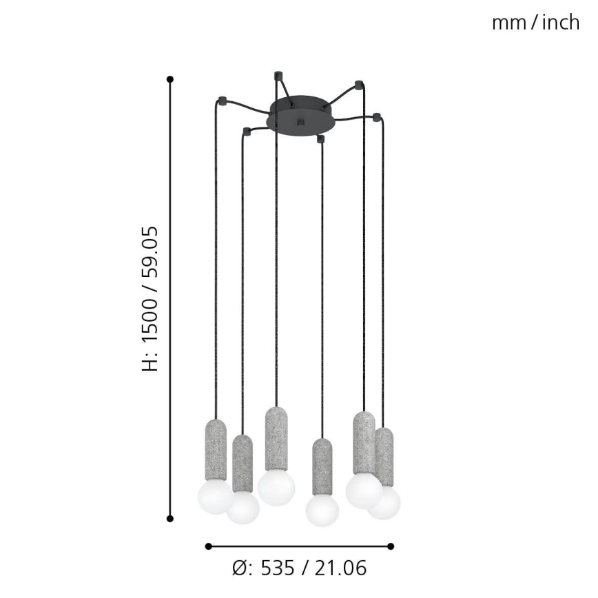 Eglo - Hanglamp aan een koord 6xE27/40W/230V spin