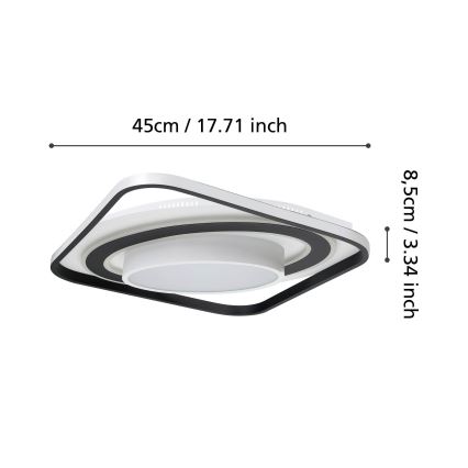 Eglo - Plafonnier à intensité variable LED/21,5W/230V + LED/10,5W + LED/3W 3000-6500K noir + Télécommande
