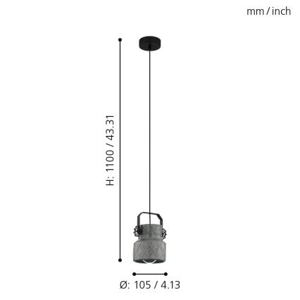 Eglo 39854 - Suspension sur câble HILCOTT 1xE27/40W/230V