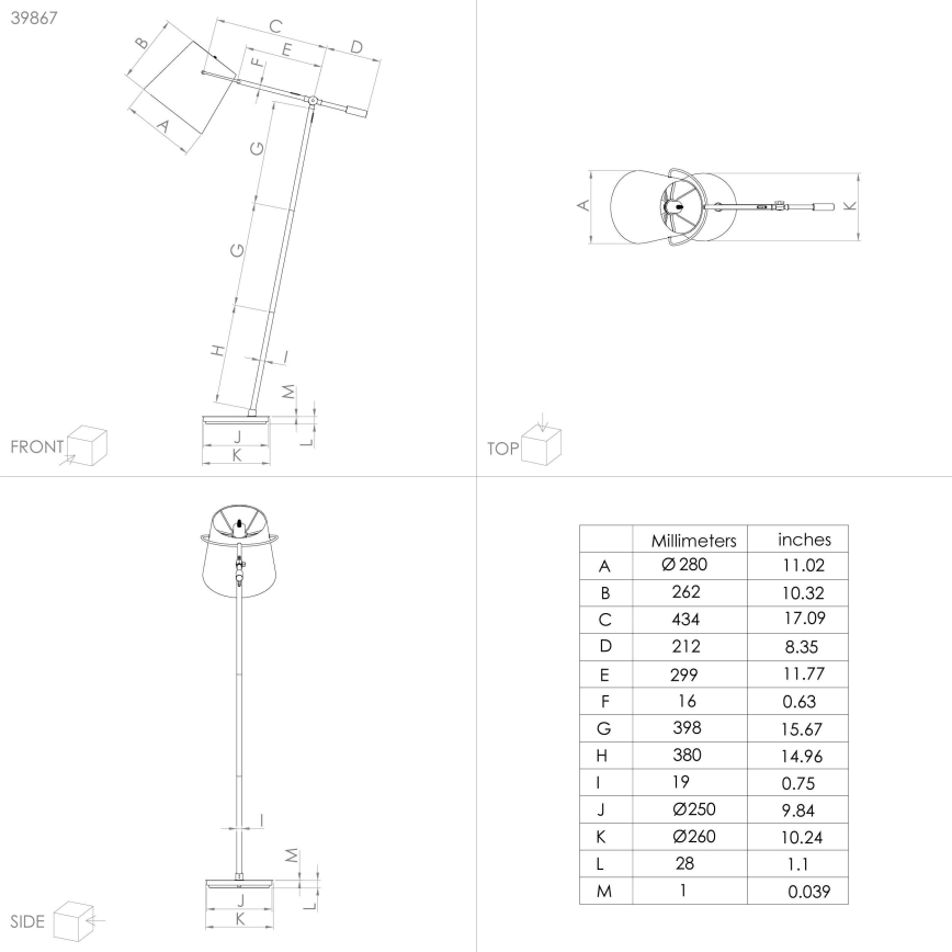 Eglo - Lampadaire 1xE27/40W/230V
