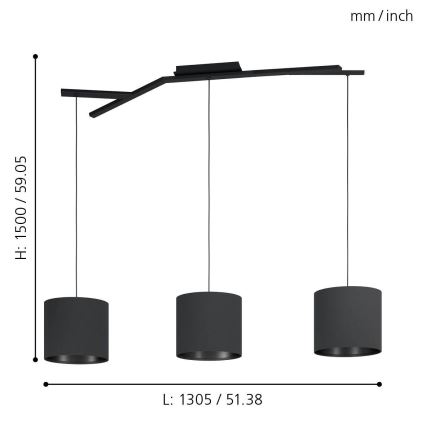 Eglo - Suspension filaire 3xE27/40W/230V