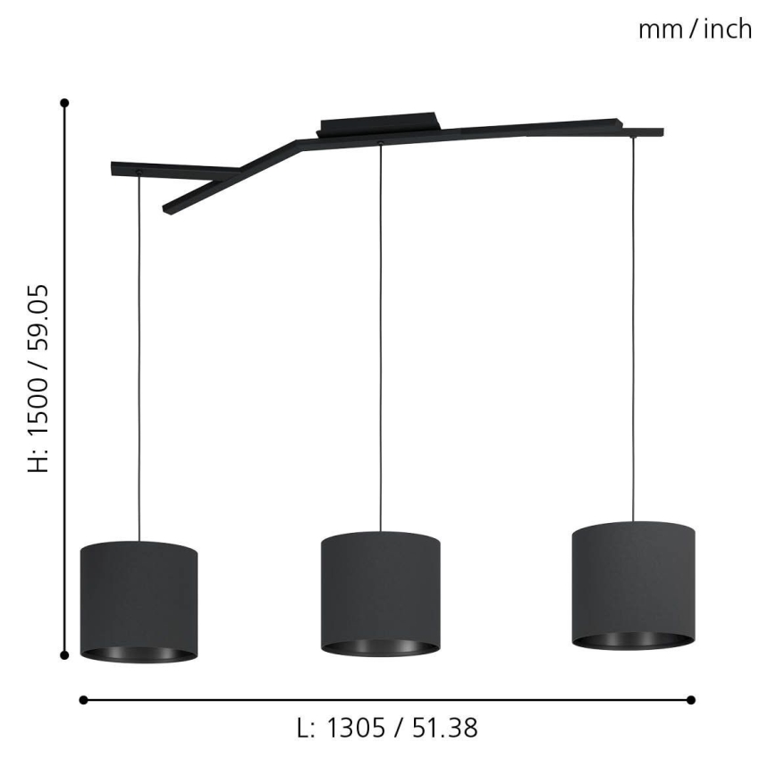 Eglo - Suspension filaire 3xE27/40W/230V