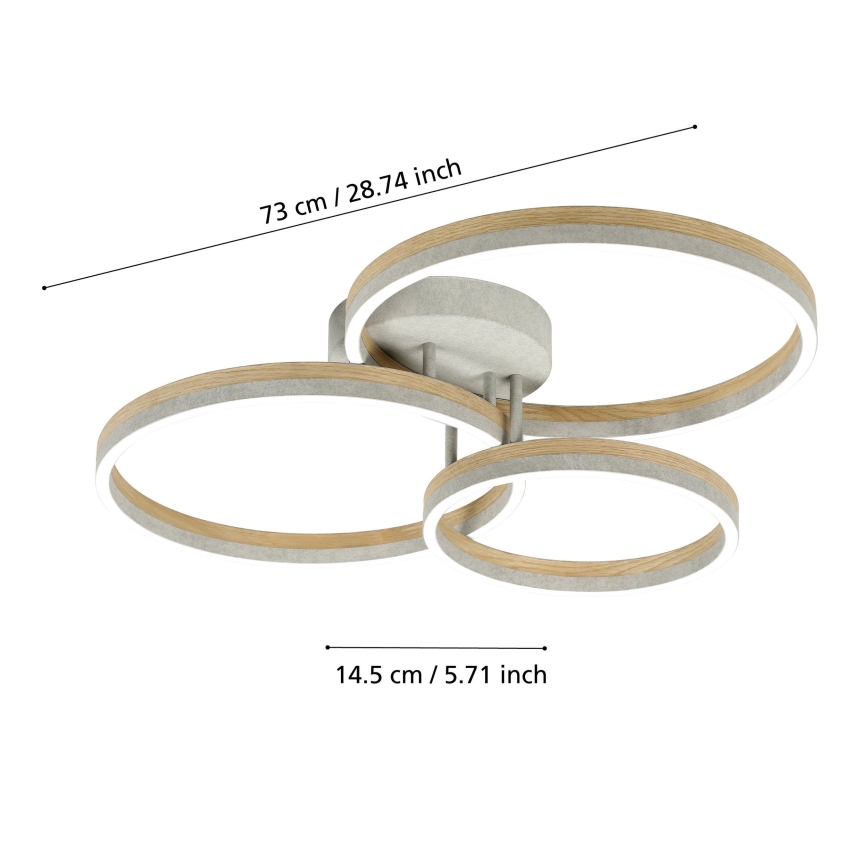 Eglo - Plafonnier à intensité variable LED/12,5W/230V + 2xLED/15,5W 3000K gris/chêne