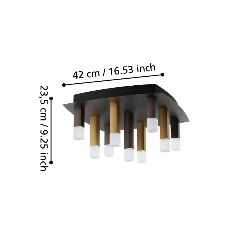 Eglo - Dimbare LED Plafondlamp 9xLED/3,1W/230V 3000K antraciet/goud