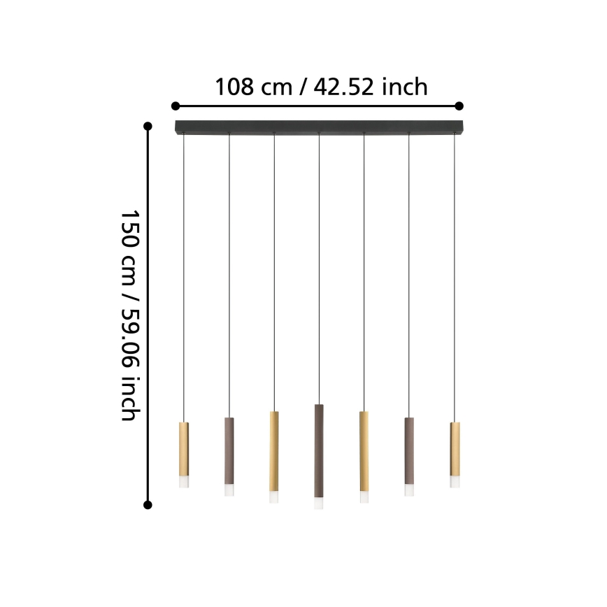 Eglo - Dimbare LED hanglamp aan een koord 7xLED/3,1W/230V 3000K antraciet/goud