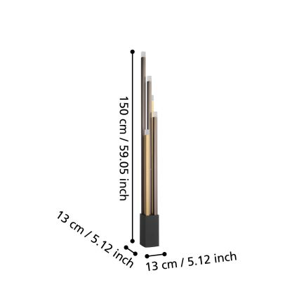 Eglo - Dimbare LED Staande lamp 5xLED/3,7W/230V 3000K antraciet/goud