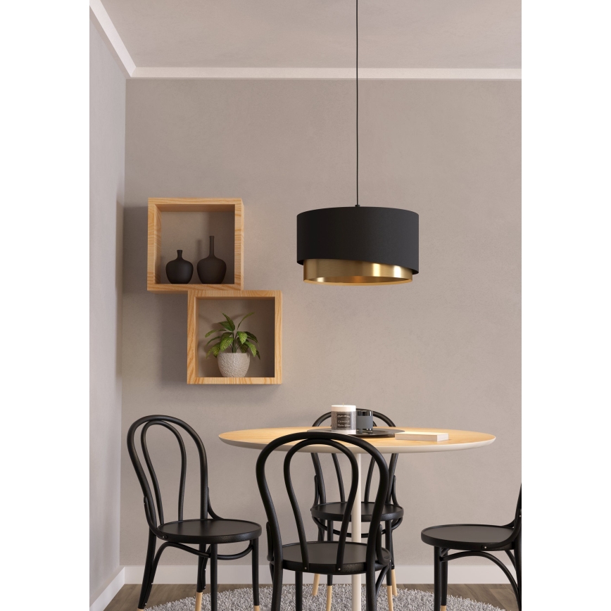 Eglo - Hanglamp aan een koord 1xE27/40W/230V zwart/goud