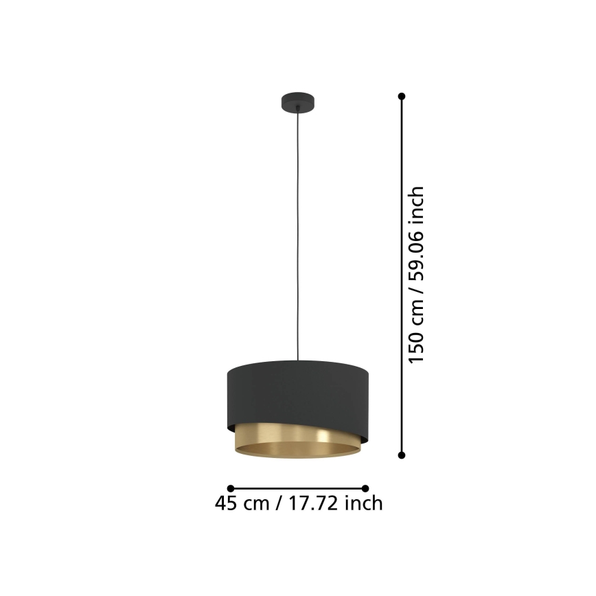 Eglo - Suspension filaire 1xE27/40W/230V noir/doré