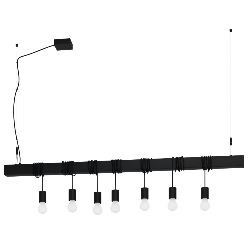 Eglo - Hanglamp aan een koord TOWNSHEND 7xE27/40W/230V zwart