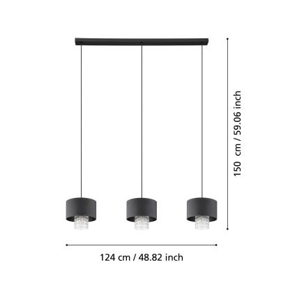 Eglo - Suspension filaire 3xE27/40W/230V noir