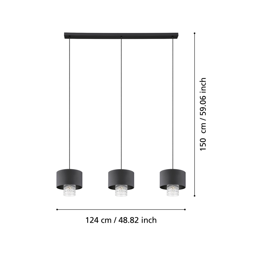 Eglo - Suspension filaire 3xE27/40W/230V noir