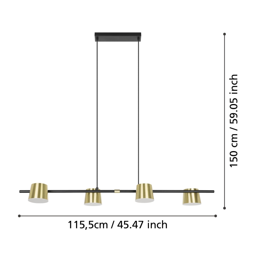 Eglo - Suspension filaire LED 4xGU10/4,6W/230V 3000K doré