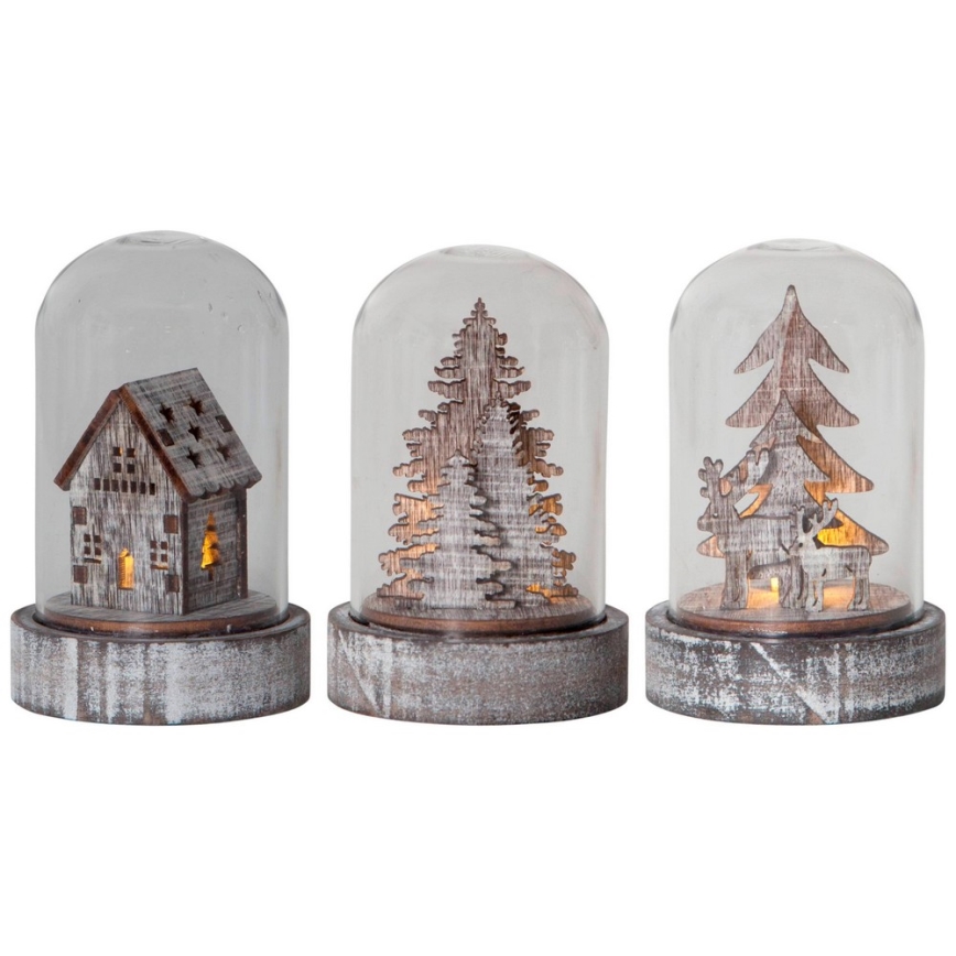 Eglo - Ensemble de 3 décorations de Noël LED/0,06W/1xCR2032 marron