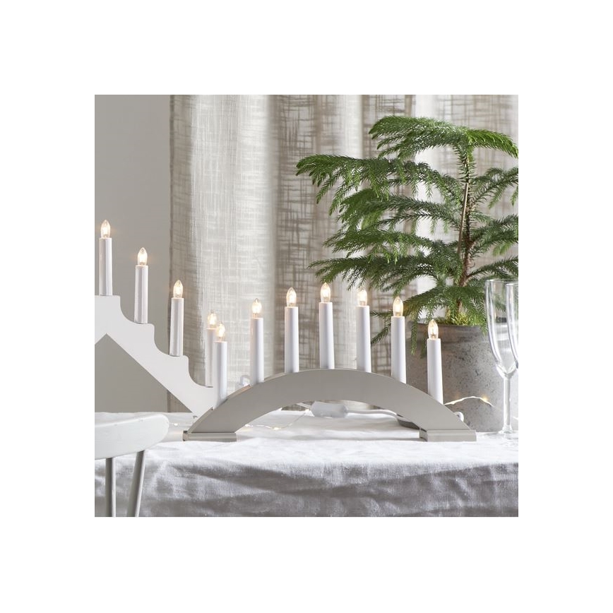 Eglo 410448 - Kerst Kandelaar 7xE10/3W/230V grijs
