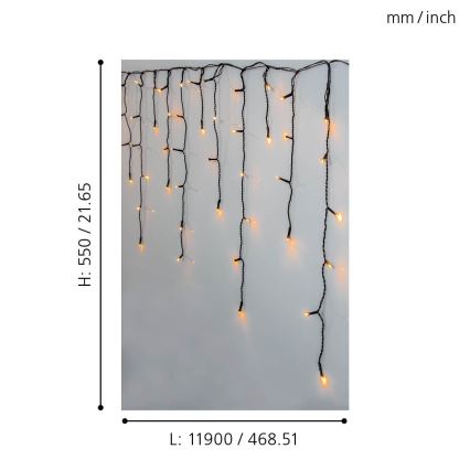 Eglo 410824 - Guirlande de Noël LED extérieure GOLDEN 480xLED/17x0,55m IP44 blanc chaud