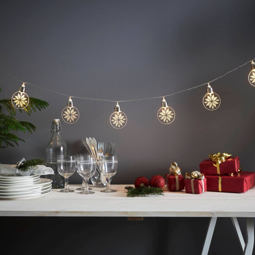Eglo 411112 - Guirlande de Noël ORNAMENT 10xLED/3xAA 2,4m blanc chaud