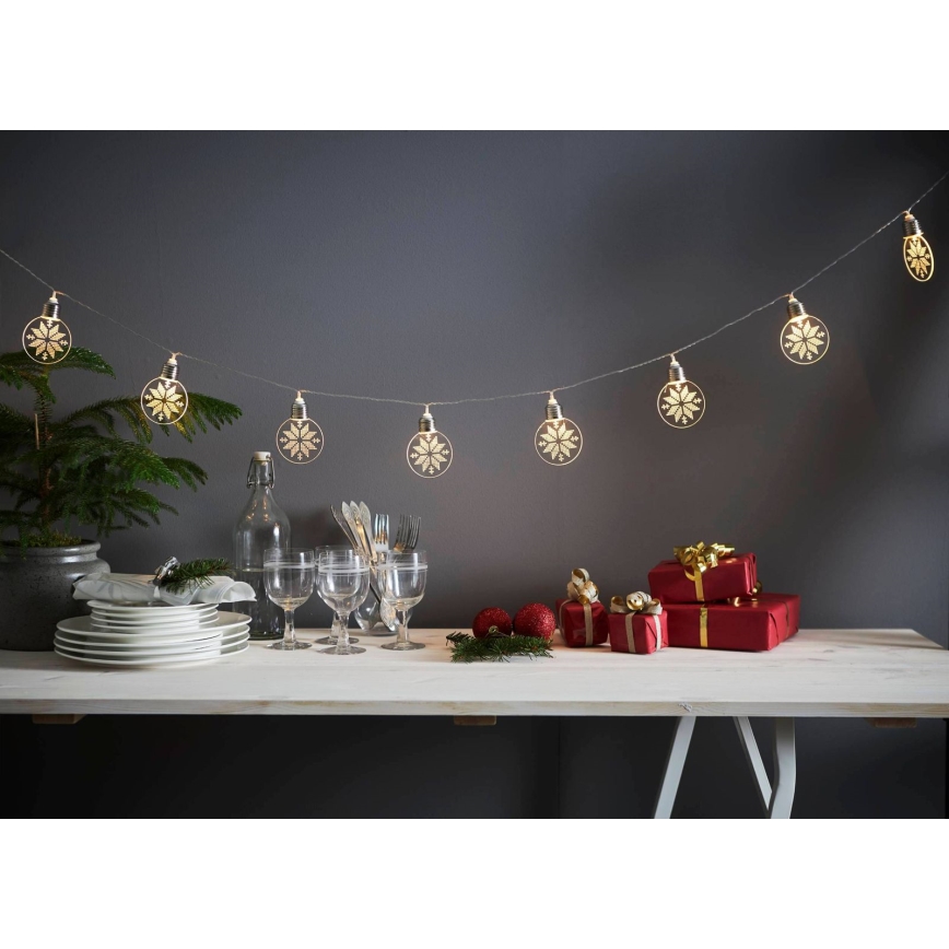 Eglo 411112 - Guirlande de Noël ORNAMENT 10xLED/3xAA 2,4m blanc chaud