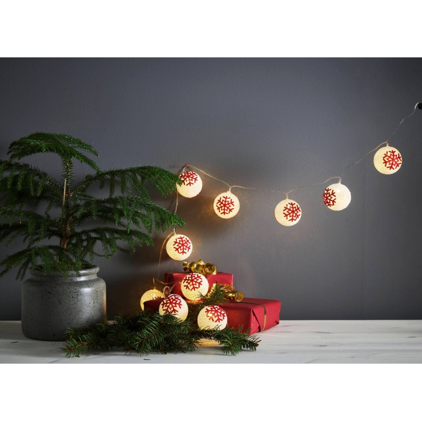 Eglo 411113 - LED Kerst lichtsnoer ORNAMENT 10xLED/3xAA 1,65m warm wit