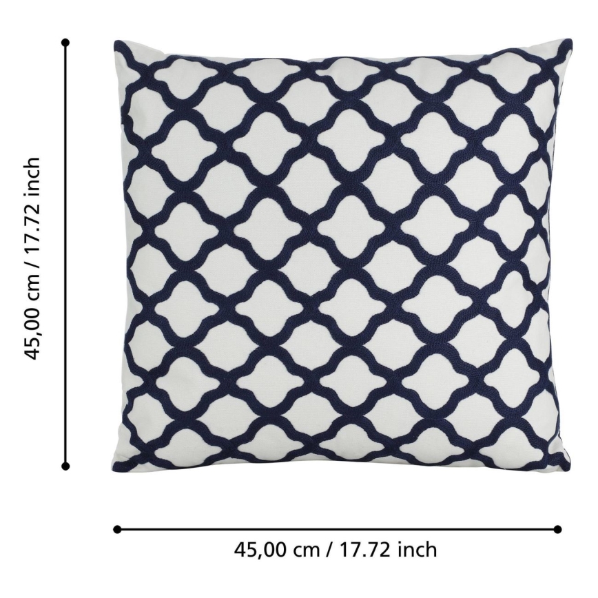 Eglo - Decoratief kussen 45x45 cm wit/blauw