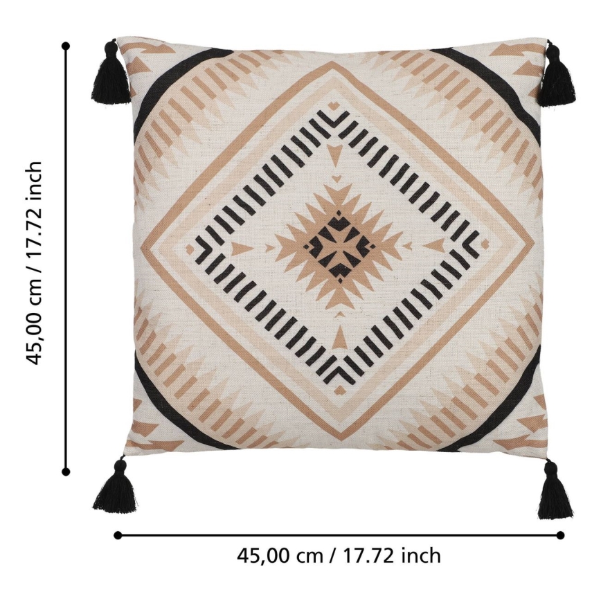 Eglo 420079 - Decoratief sierkussen CHEVERY 45x45 cm beige/zwart