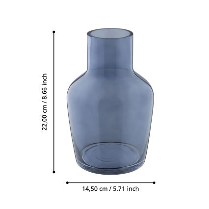 Eglo 421219 - Vase en verre SIRANANA 22x14,5 cm bleu/fumé
