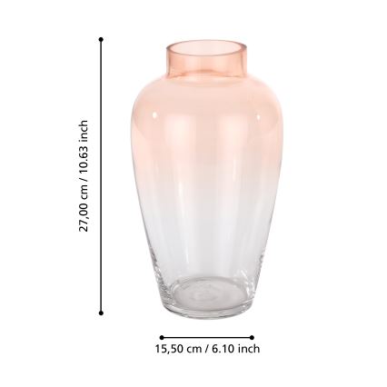 Eglo 421357 - Glazen vaas KENYASI 27 x 15,5 cm, roze