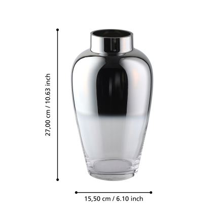 Eglo 421359 - Glazen vaas KENYASI 27 x 15,5 cm, glanzend chroom