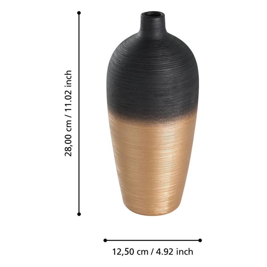 Eglo - Vaas van keramiek 28x12,5 cm zwart/goud