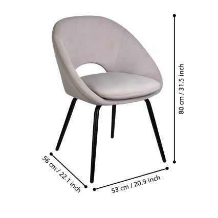 Eglo - Chaise de salle à manger 80x56 cm gris