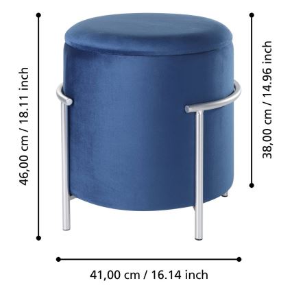 Eglo - Tabouret 46x41 cm bleu/chrome