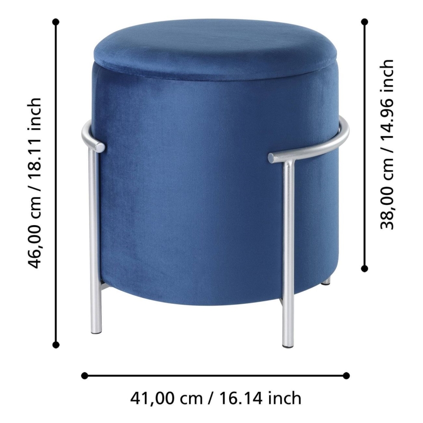 Eglo - Tabouret 46x41 cm bleu/chrome