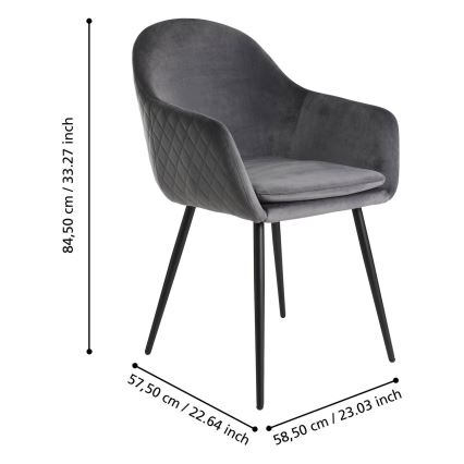 Eglo - Chaise de salle à manger 87,5x58,5 cm gris