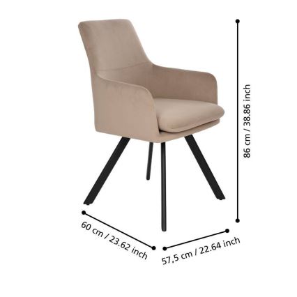 Eglo 424942 - Fauteuil APALIT 86x60 cm beige/noir