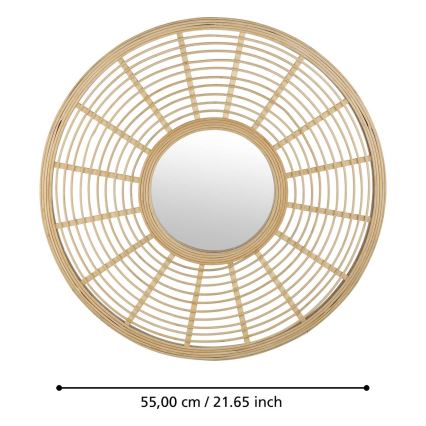 Eglo - muur spiegel diameter 55 cm bamboe