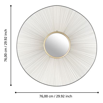 Eglo - Wandspiegel Ø 76 cm goud/zwart