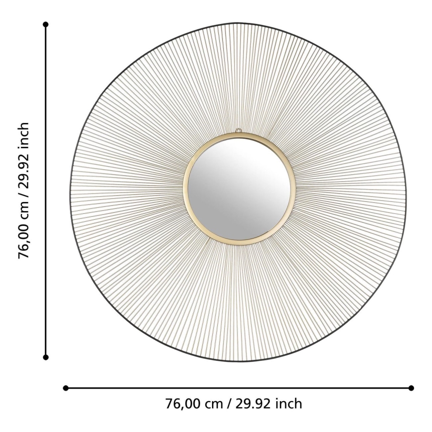 Eglo - Wandspiegel Ø 76 cm goud/zwart