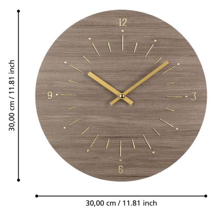 Eglo - Wand klok 1xAA diameter 30 cm bruin