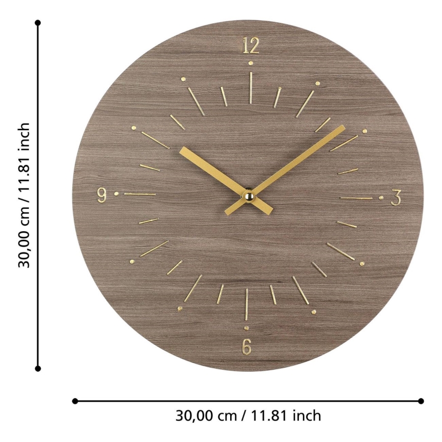 Eglo - Wand klok 1xAA diameter 30 cm bruin