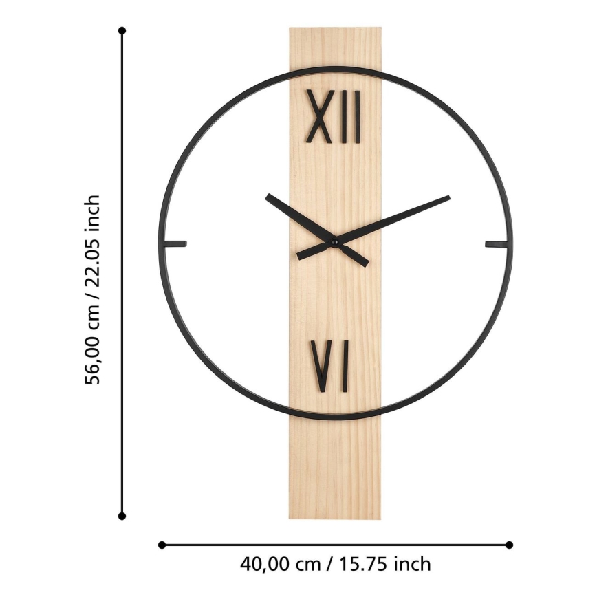 Eglo - Wand klok 1xAA 56x40 cm hout/metaal - FSC gecertificeerd