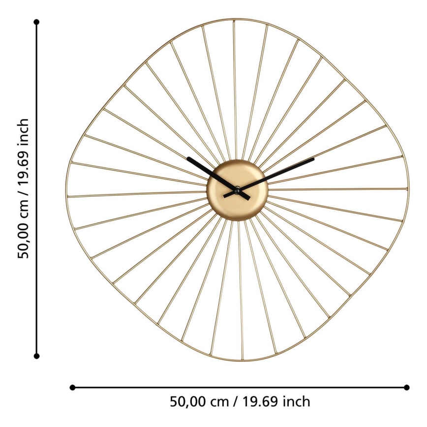 Eglo - Wand klok 1xAA 50x50 cm goud